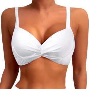 Haut de bikini dos nu push-up armatures femme noir blanc