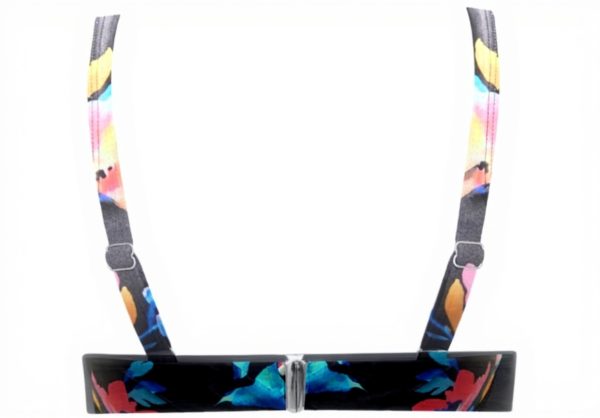 Haut de bikini dos nu push-up femme liens croisés bleu