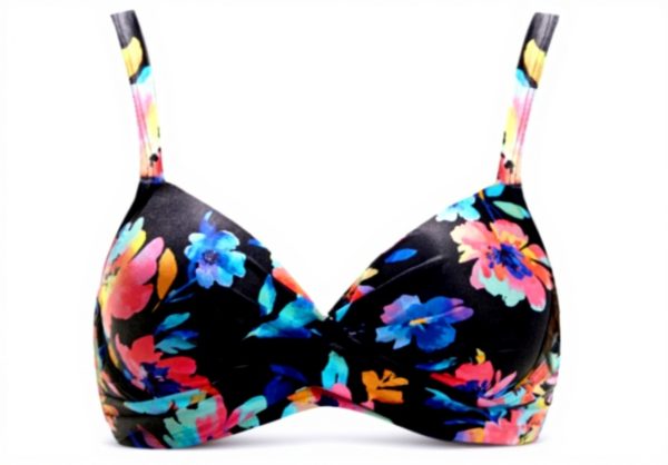 Haut de bikini dos nu push-up femme liens croisés bleu