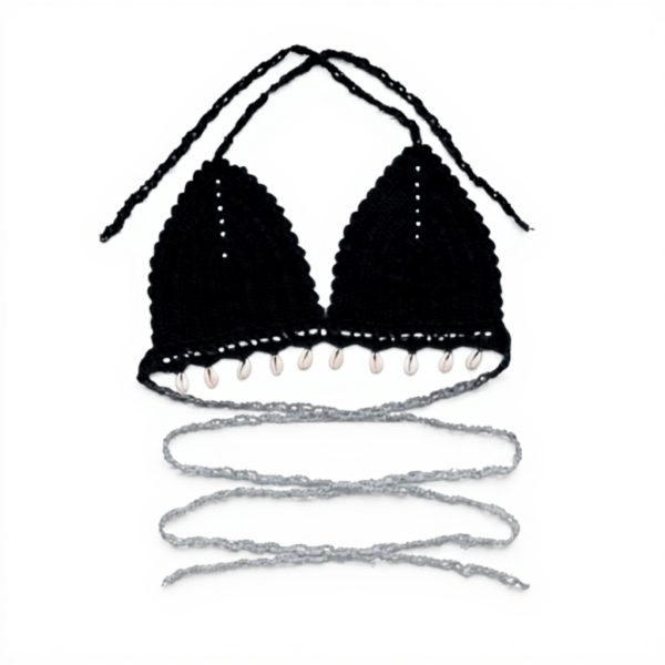 Brassière bikini femme push-up liens croisés coton dos nu