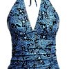 Haut de maillot push-up femme bleu décolleté V réglable