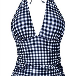 Maillot de bain femme push-up bandeau dos nu bleu