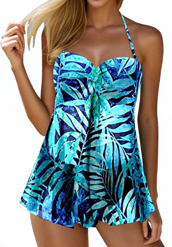 Haut de maillot de bain femme bandeau réglable maille bleu