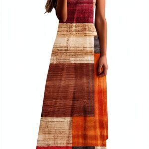 Robe d'été sans manches longue imprimée femme confortable-0