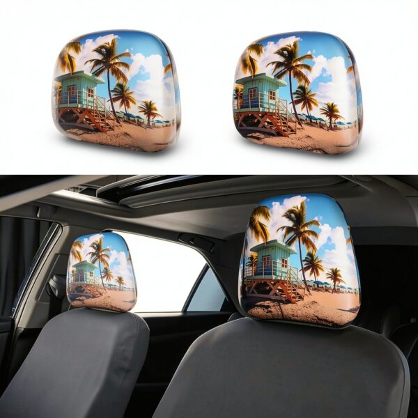 Housse appui-tête voiture YYHHAOFA Miami Beach polyester-1