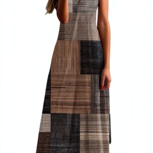 Robe d'été sans manches longue imprimée femme confortable-0