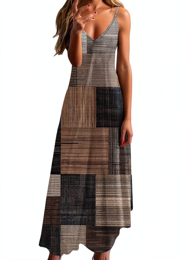 Robe d'été sans manches longue imprimée femme confortable-0