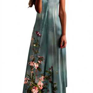 Robe d'été sans manches longue imprimée femme confortable-0