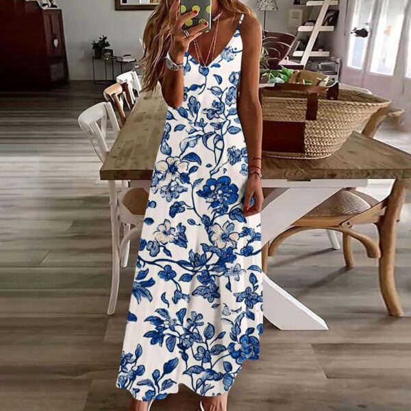 Robe d'été sans manches longue imprimée femme confortable-3