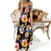 Robe d'été sans manches longue imprimée femme confortable-3