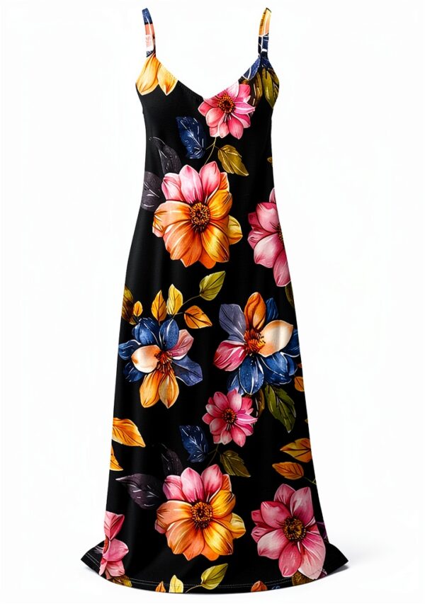 Robe d'été sans manches longue imprimée femme confortable-2