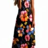Robe d'été sans manches longue imprimée femme confortable-0